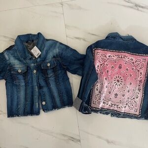 Flowers by Zoe Kids Jean Jacket with Pink Bandana Design